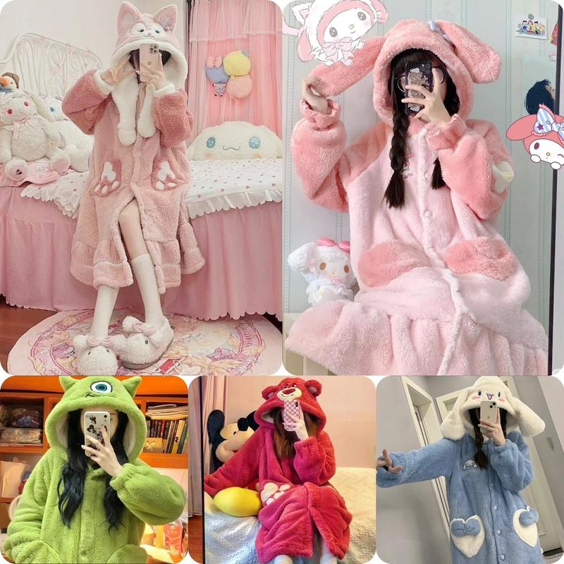 25 mẫu Áo choàng/Váy ngủ lông dài tay  mềm mại ấm áp Đầm Ngủ áo choàng ngủ hình thú váy0 Xưởng may Sm áo  choàng