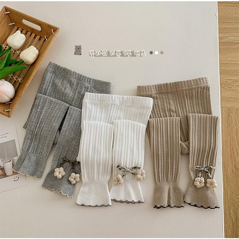 Quần legging cho bé gái, Quần dài dáng ôm đính hoa cho bé từ 1 đến 4 tuổi 2