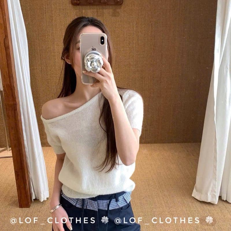 Áo cộc len mỏng trễ vai siêu xinh full màu 0