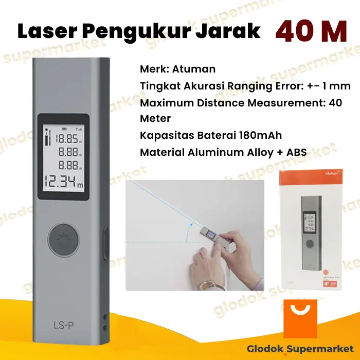 Laser Pengukur Jarak Atuman Laser Distance Meter 40M