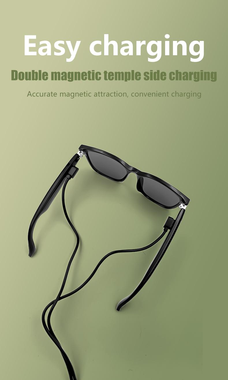Product Introduction of COD Quick Send New GS08 Smart Glasses for Men 2 in 1 UV Protection Portable Polarized Anti-blue Light Black Frame White Lenses Music Sunglasses 5