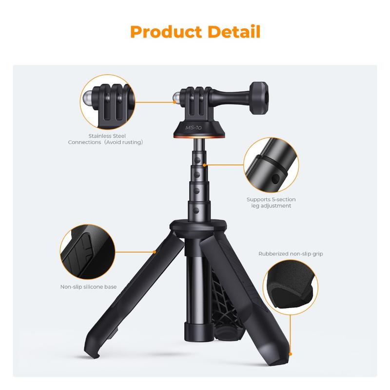 K&F CONCEPT MS10 11.5-33.5cm  Selfie Stick Tripod/Desktop Stand -100g Ultralight 2KG Load Weight 2