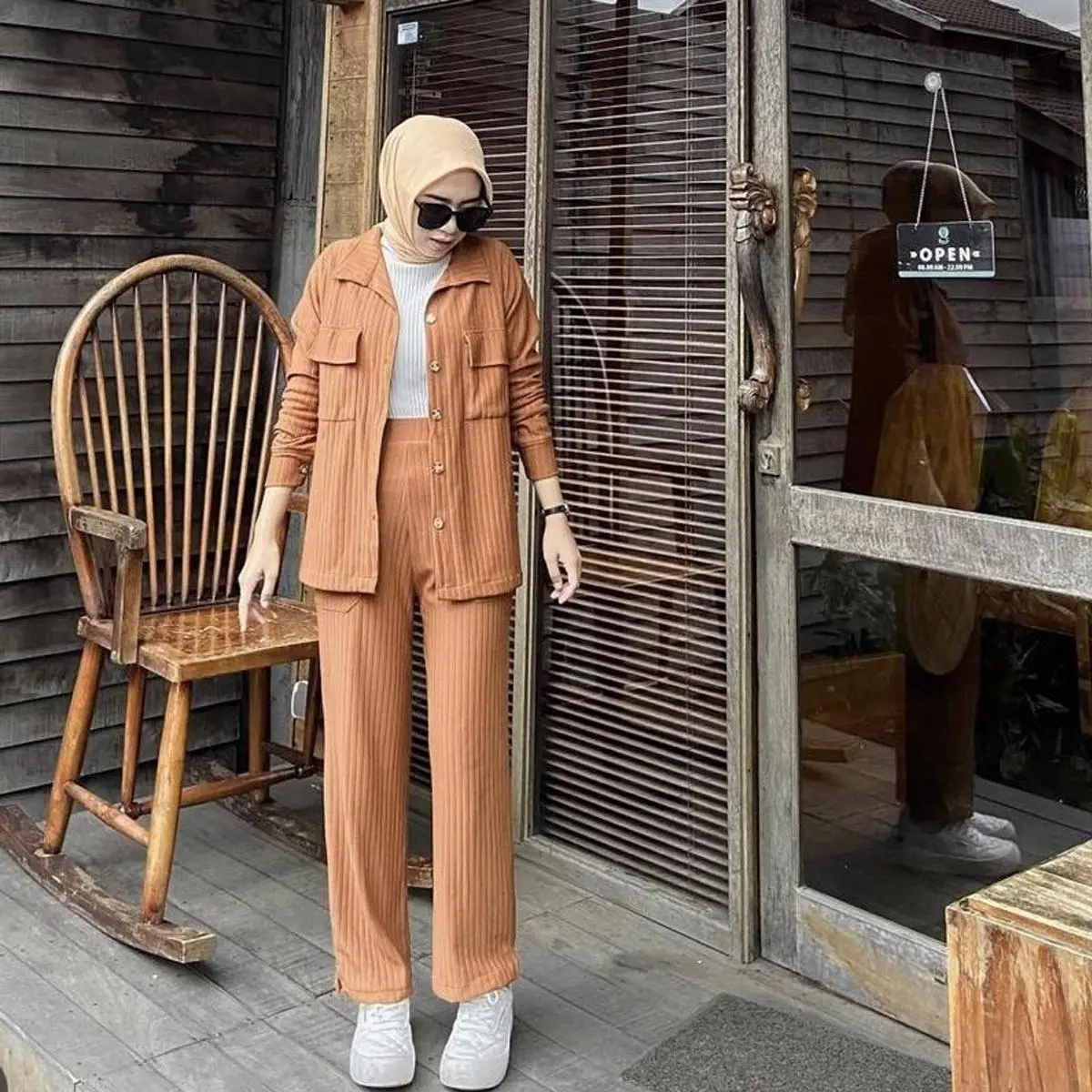 SF- Set RANIA outer dan pants wanita knit.
