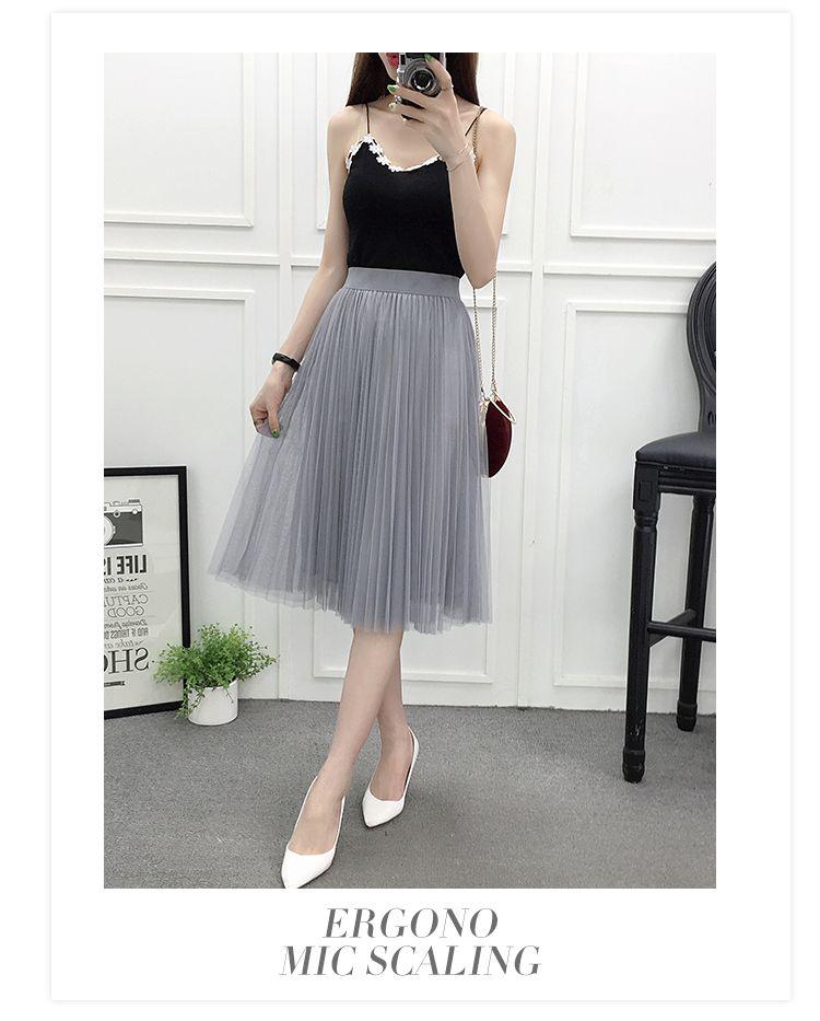 Product Introduction of Women's Summer New Mesh Skirt Pleated A- line Skirt High Waist All-Matching Skirt Tulle Skirt 9