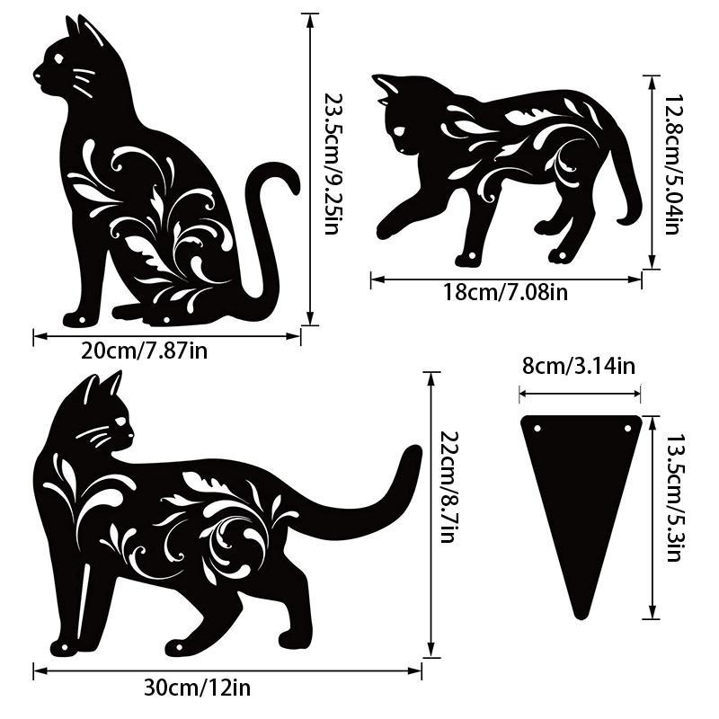 3D Cat Design Garden Stake, 3 Counts Lovely Metal Cat Garden Decoration, Outdoor Garden Decor for Yard Lawn Park Balcony 1
