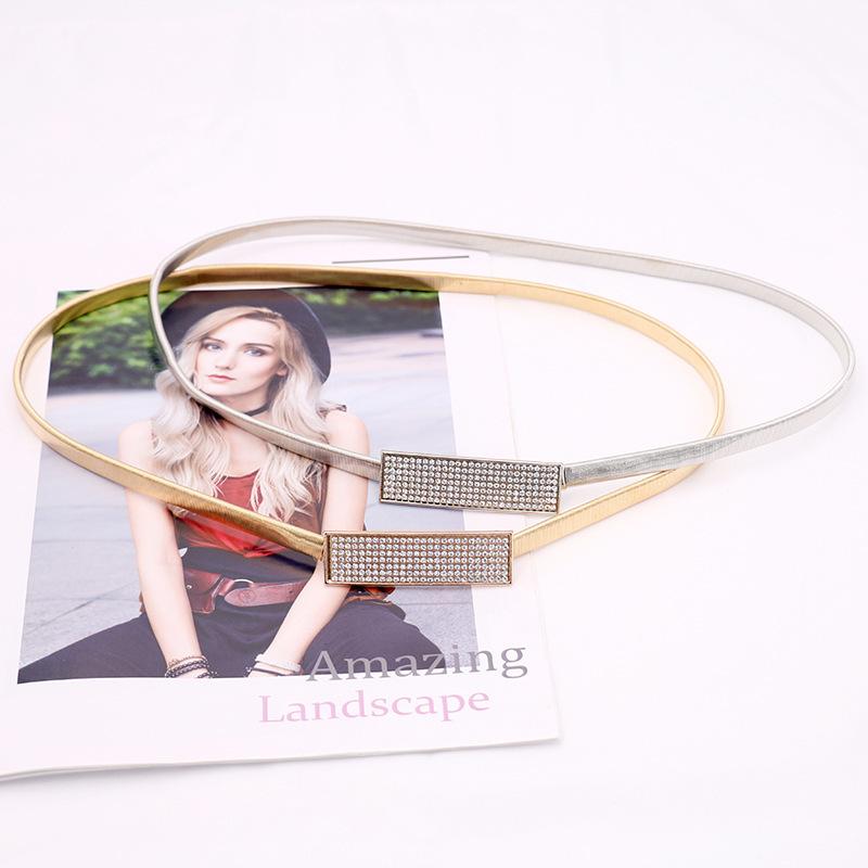 Product Introduction of Fashion Casual Rhinestone Metal Elastic Belt Female Waist Chain High Quality 6