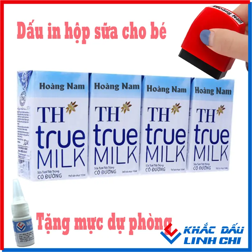 Dấu in hộp sữa cho bé đi nhà trẻ