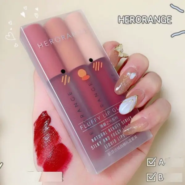 Set 3 Cây Son Kem Lì Herorange Fluffy Lip Glaze