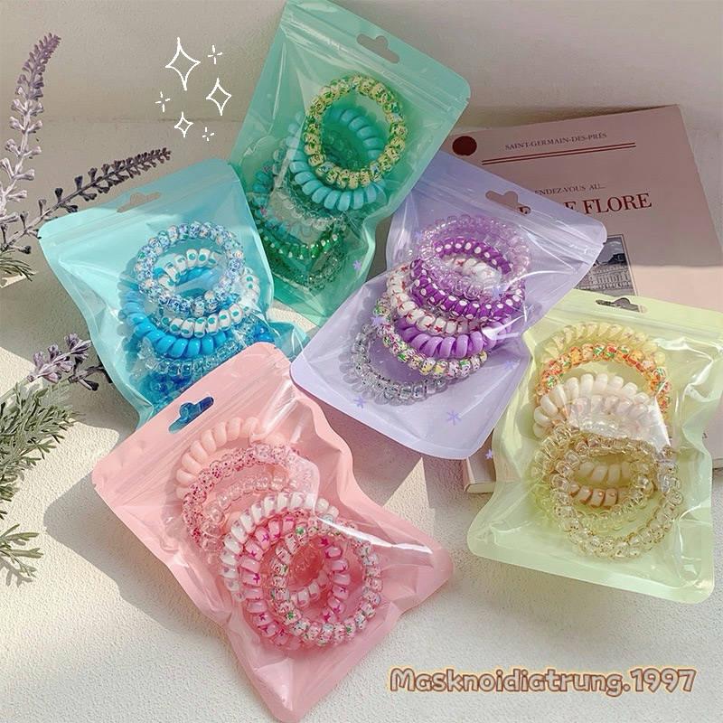 Set 6/9 Dây Buộc Tóc Đuôi Ngựa Lò Xo Nhiều Màu Sắc 0