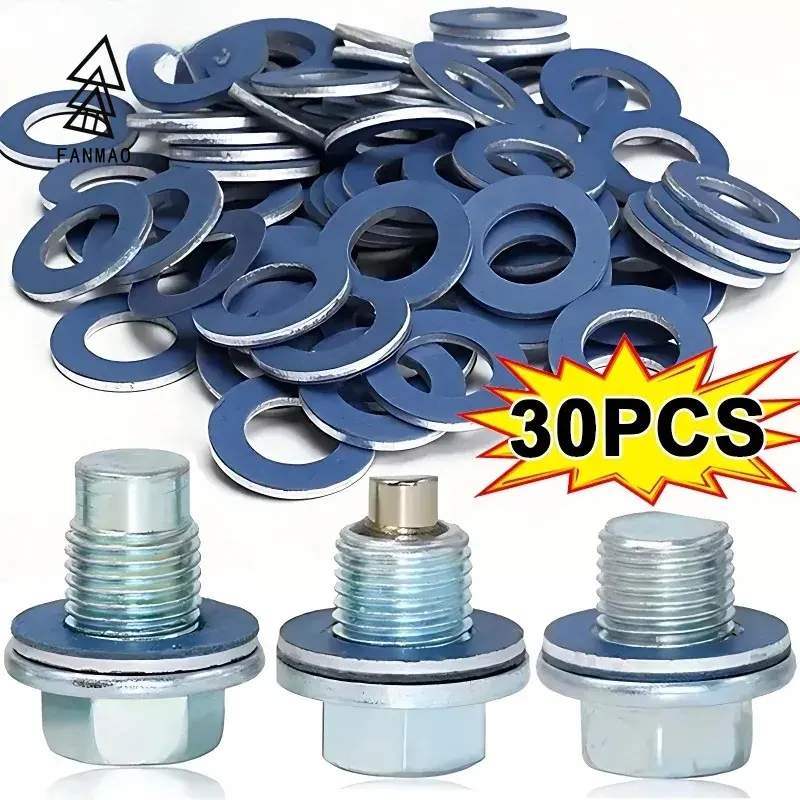 FANMAODZ 10/30Pcs Car Engine Oil Drain Plug Gaskets Aluminum Screw Crush Washer Seals for Toyota Camry Corolla Lexus Scion Replaces