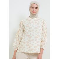 Gambar MFMW Namsheera Atasan Blouse Cream Motif Daun - L dari MFMW Shop Kota Bandung 1 Tokopedia
