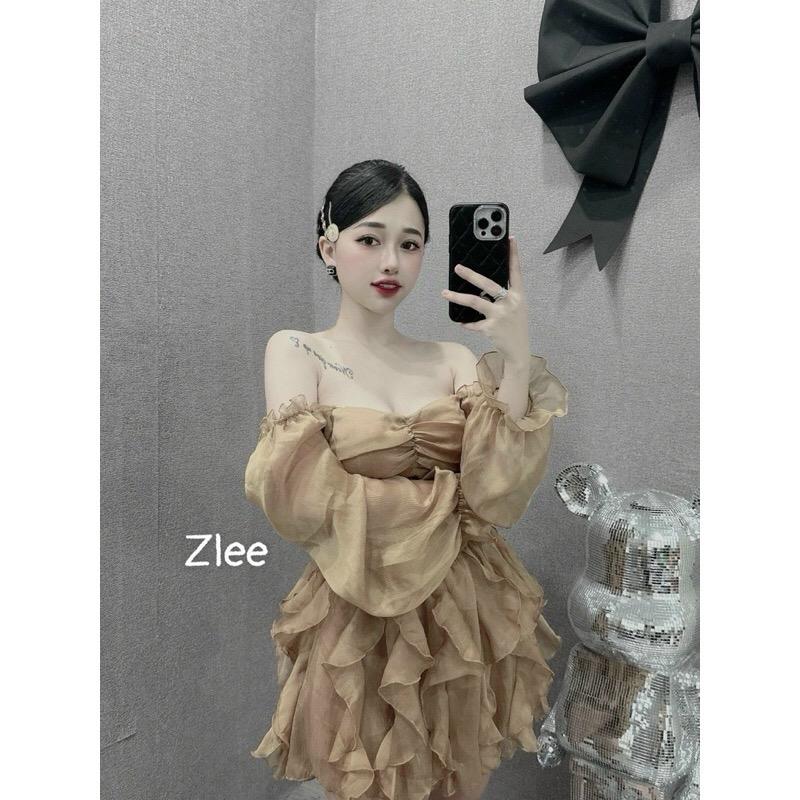 váy tơ cúp ngưc tay dài siêu xinh 1