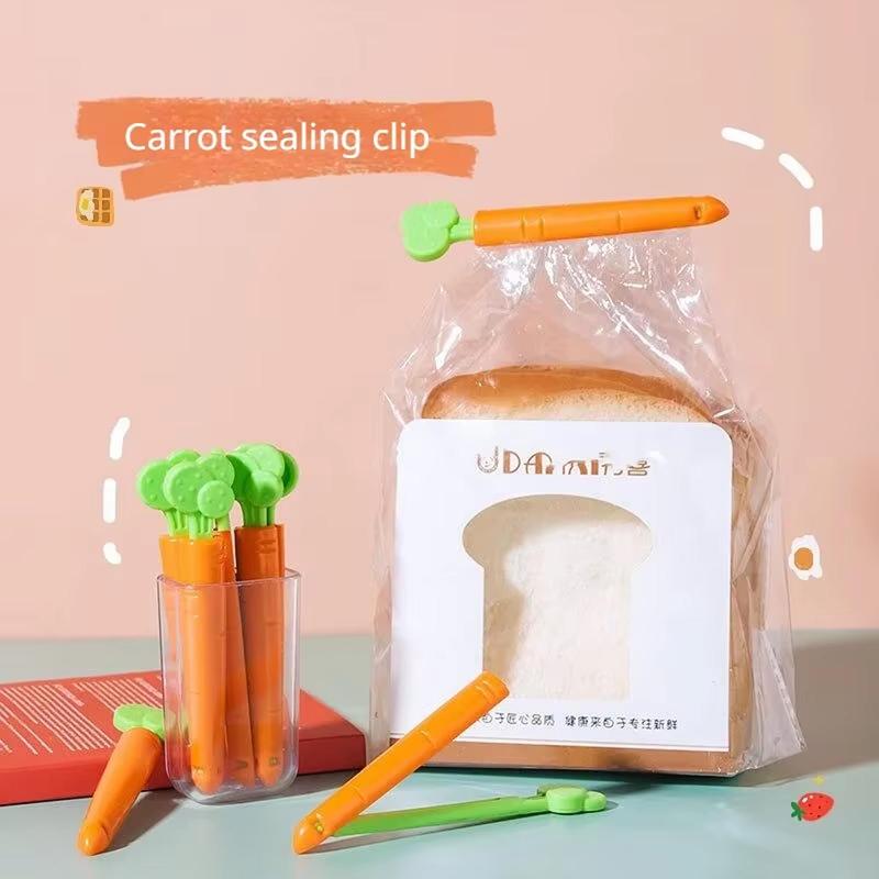 Carrot Shaped Food Sealing Clip, 1 Set Portable Food Storage Clip with Storage Box, Magnetic Fridge Magnet for Home Kitchen, Utensils 3
