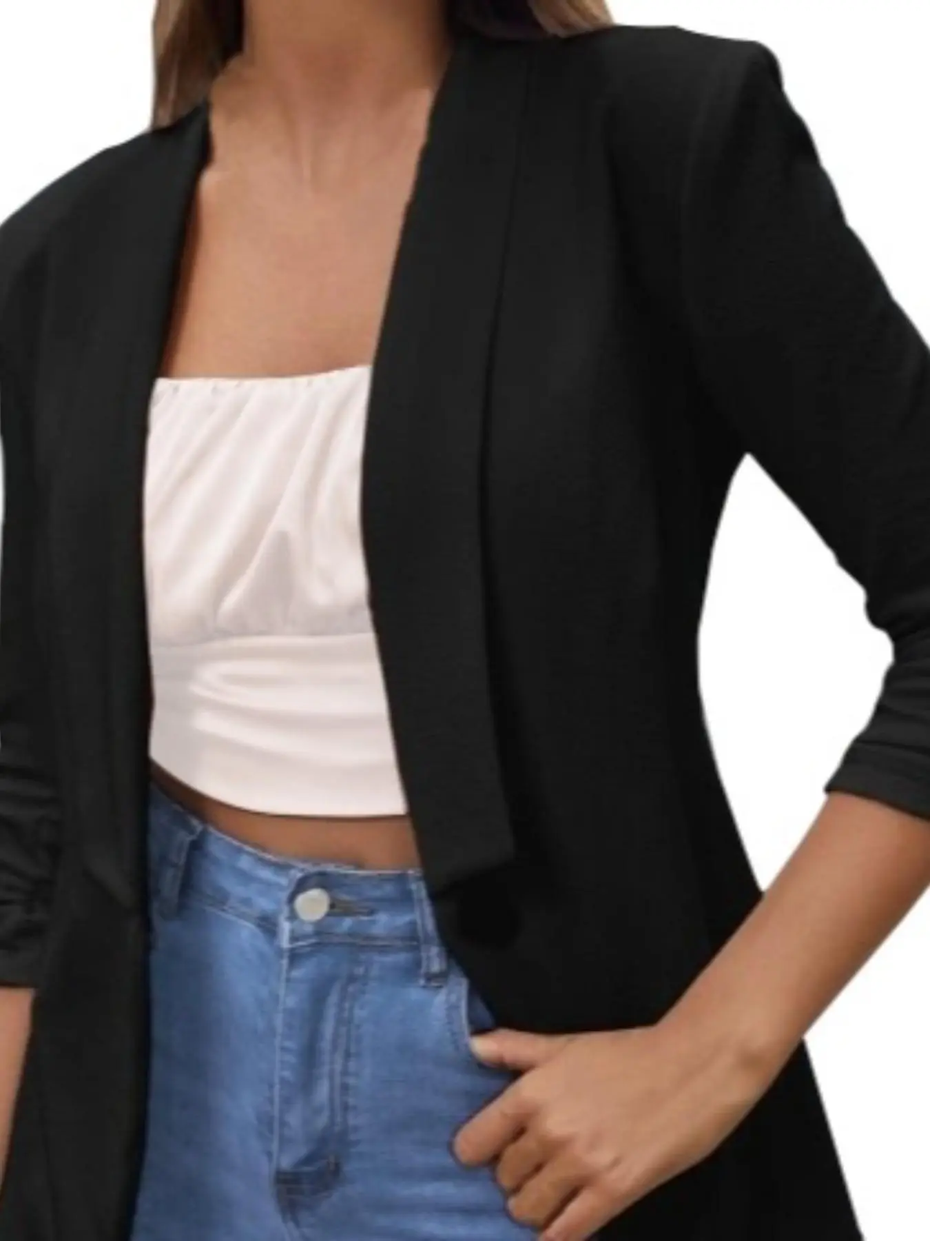 Women's Solid Color Button Front Blazer, Elegant Long Sleeve Outerwear for Work Office Business, Ladies Spring & Fall Clothes