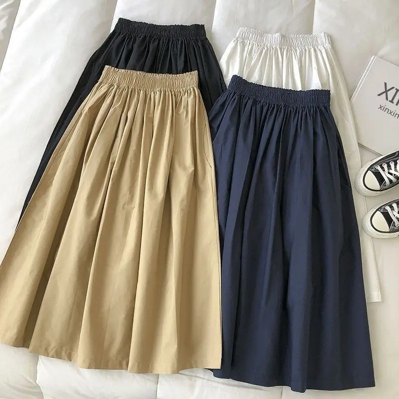 Váy Thanh Lịch Và Mỏng, Váy Chữ A, Váy Có Lớp Lót Dưới, Phong Cách Han Dongdaemun, Dễ Phối Đồ, Cạp Cao, Dành Cho Nữ, Thích Hợp Cho Mùa Xuân Và Mùa Hè, Năm 2024 Women Xếp Ly
