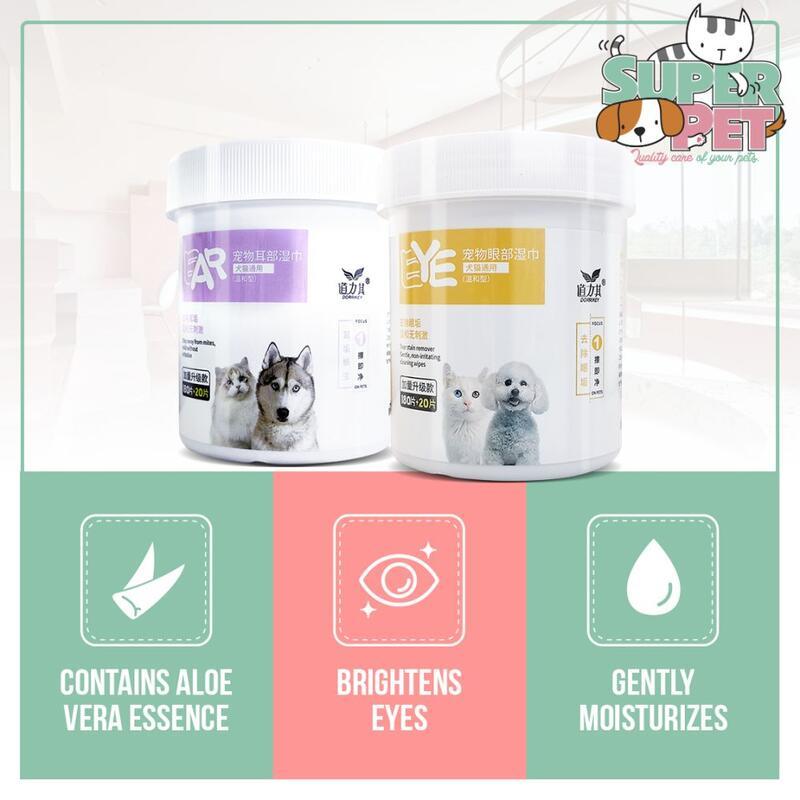 Khăn lau tai cho thú cưng, cho chó và mèo, chất tẩy vết rách, khăn giấy ướt làm sạch và làm săn chắc, chất tẩy rửa mắt mèo 3