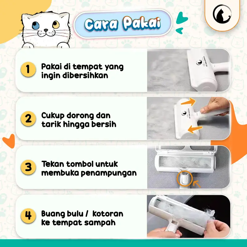Olive Care Pembersih Bulu Kucing/Anjing PET HAIR REMOVAL yaitu Lint Roller Portable Jangka Panjang (Lifetime Use) untuk Pembersih Baju/Pakaian, Sofa, Tempat Tidur dll 5