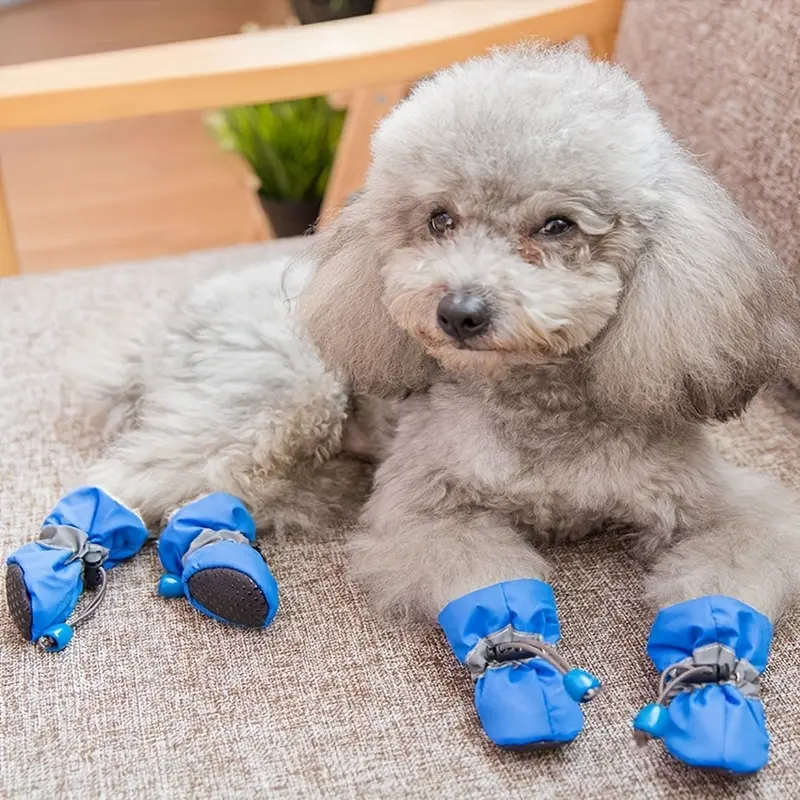 4pcs/set of dog paw protectors, waterproof dog boots with elastic buckles to protect pet PAWS and keep them dry, dog shoes for small dogs 1