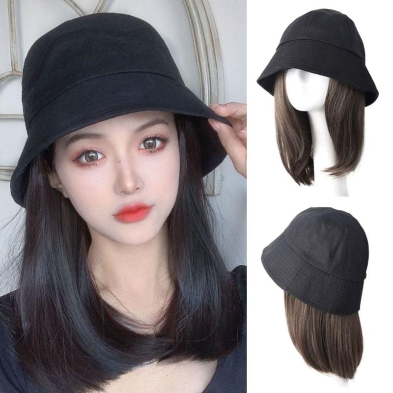 Product Introduction of Hair Topper Simple Synthetic Fisherman Hat Wig Bucket Hat Hairpiece Short Straight Hair Hat Wigs Fluffy Hip Hop Summer Sunshade Cap Wig Travel 8