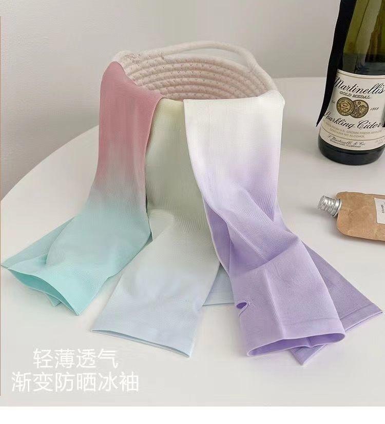 Product Introduction of 2025 Summer Men and Women Ice Sleeves Sun Protection Gradient Arm Sleeves UV Protection Cool Thin Extended Ice Silk Arm Sleeves Driving Hand Protection 3