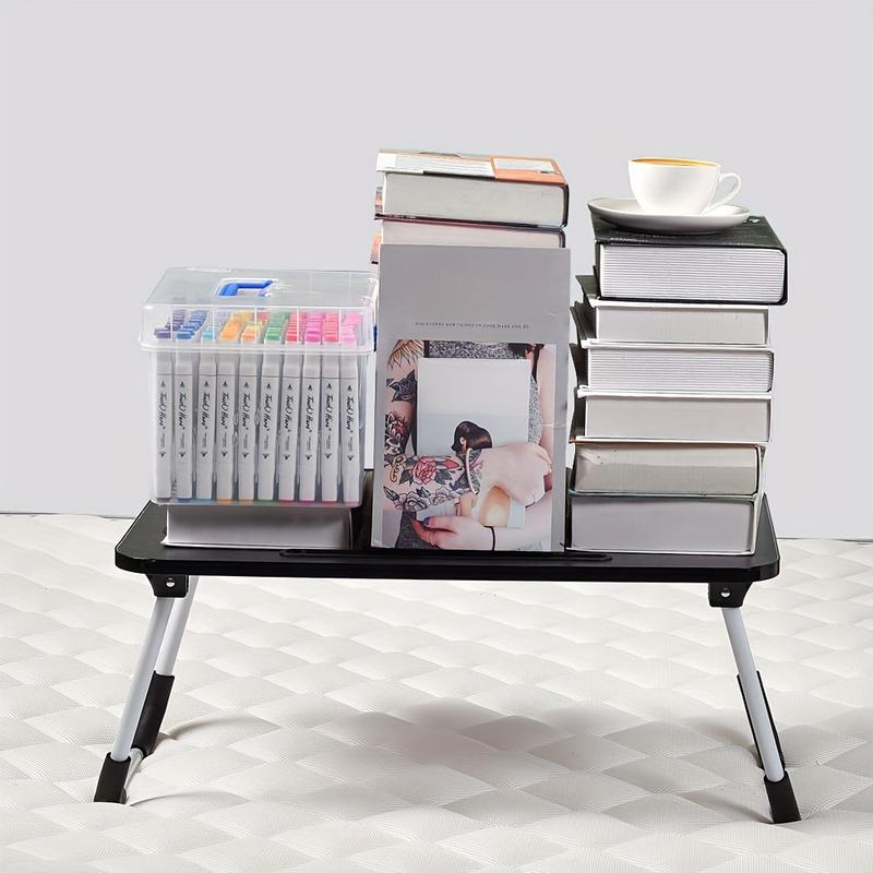 Product Introduction of Laptop bed desk tray holder with cup holder/drawer, used for bed/sofa/sofa/study/reading/writing on low living room floor, large portable foldable lap table bed holder, used for dining and laptop 4