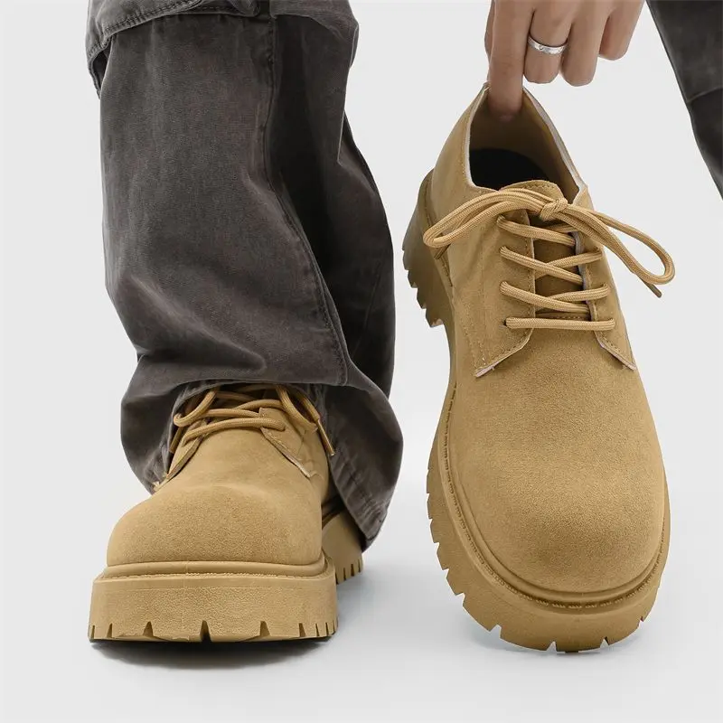 Boot Martin Cổ Thấp, Giày Derby, Dành Cho Nam Giới, Phong Cách Cổ Điển, Thích Hợp Đi Làm, Đế Dày, Tăng Chiều Cao, Giày Da Lộn Thoáng Khí, Hàng Mới Về Cho Mùa Thu 2025