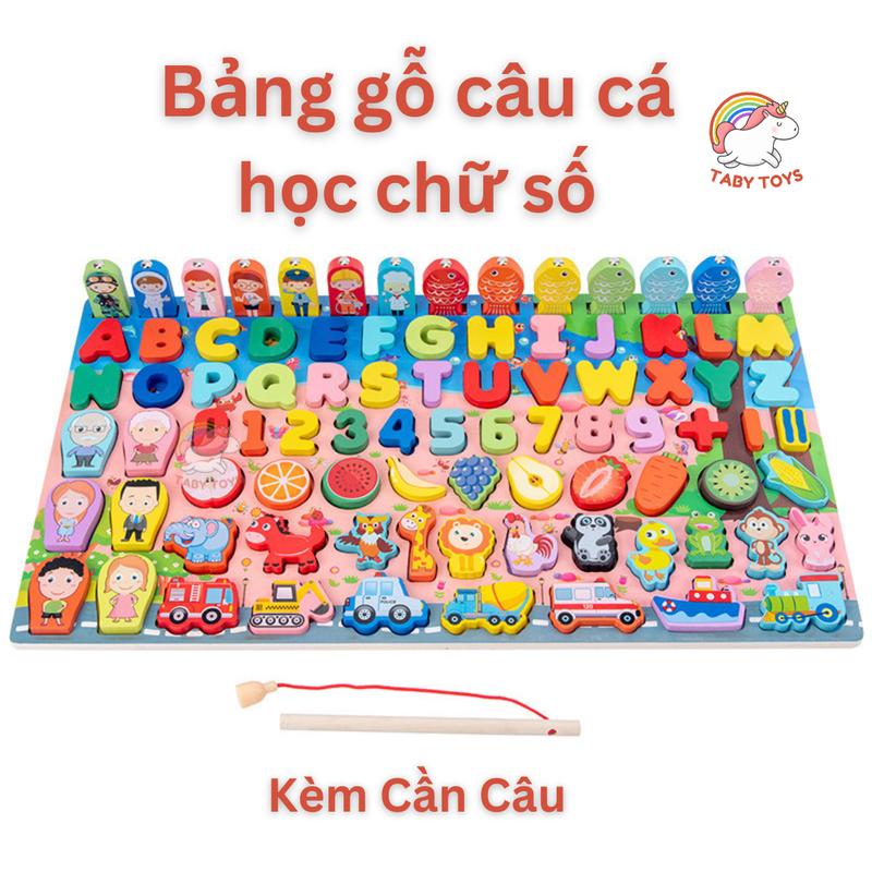Đồ Chơi Bảng Gỗ Câu Cá TABY Toys Giúp Bé Học Số Học Chữ Ghép Hình Học Trái Cây Động Vật Phương Tiện Hoa Quả Gia Đình Phát Triển Trí Tuệ Cho Bé