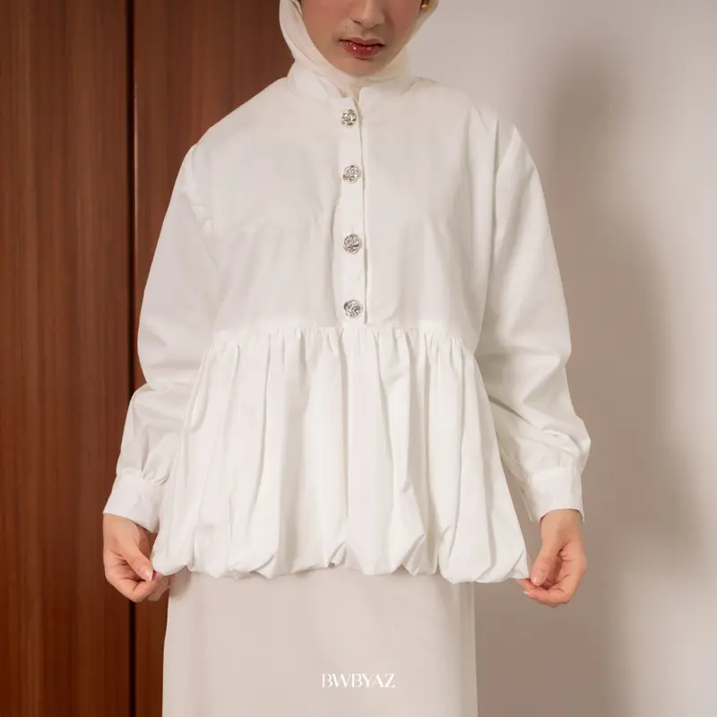 BWBYAZ - NAURA CLOUD PUFF BLOUSE LONG SLEEVE [READY STOCK] Atasan Wanita Ruffle 0