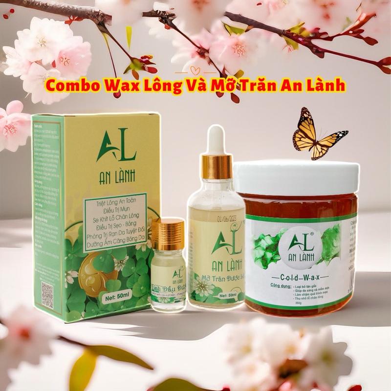 Combo Wax Lông Và Mỡ Trăn An Lành ( hộp wax 350gr - Mỡ trăn 50ml-Tinh dầu Thơm - 50 giấy wax và 2 que) - Dọn Dẹp Làm Sạch Sẽ Mọi Vùng Lông Women Waxing Nữ