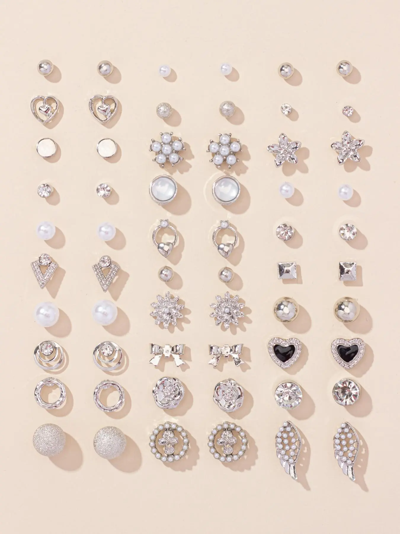 Women's Elegant Rhinestone Decorated Stud Earrings, Summer Outfits 2024 Bow & Heart Shaped Stud Earrings, Fashion Accessories for Women & Girls, Anti Tragus Jewelry