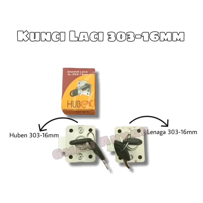 Kunci Laci Lemari Olimpik Olympic Drawer Lock 303 16mm Lenaga Huben 0