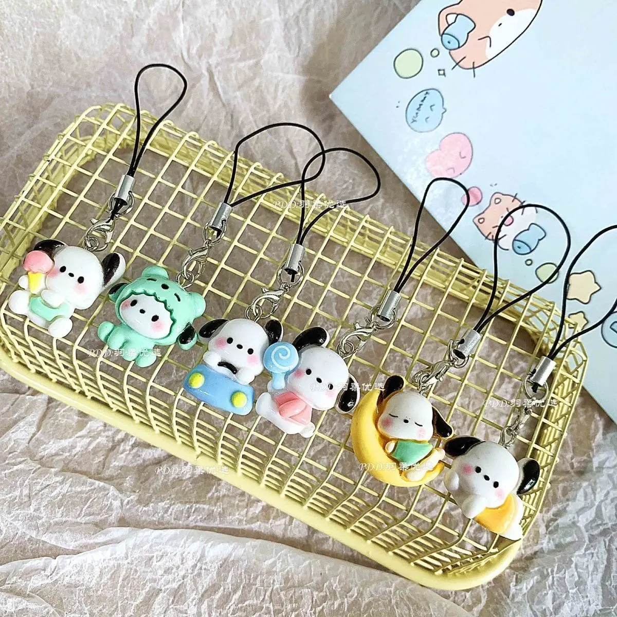 Cute Sanrio Pacha Dog Phone Case Hanging Rope Phone Chain Hanging Rope Phone Case Pendant Pendant Keychain Car Keychain Smartphone Cellphone