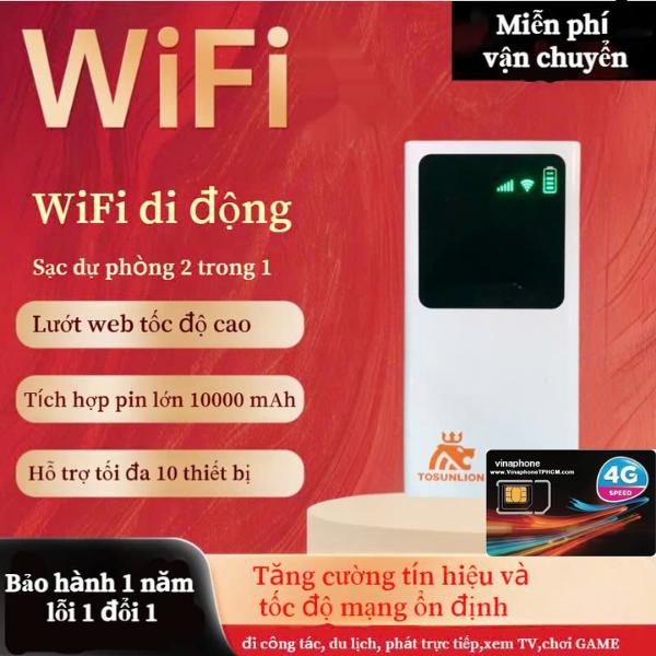 02- Cục Phát Wifi Di Động kiêm Sạc Dự Phòng 10000mAh + VINA 500GB Miễn Phí Dùng 30 Ngày