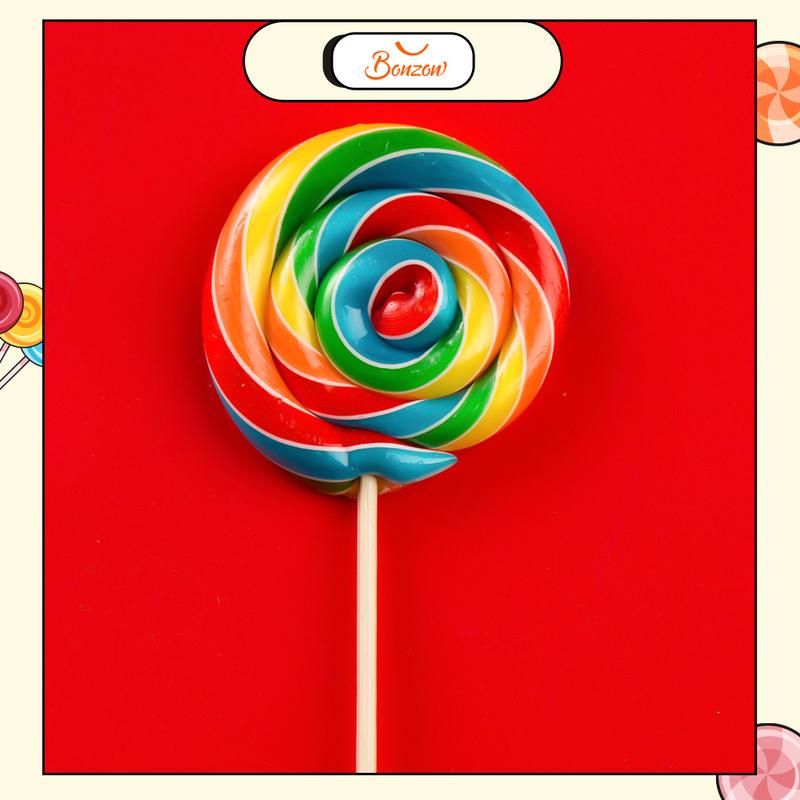 Kẹo mút cầu vồng hương trái cây tổng hợp lolipop 6cm - Kẹo que handmade Bonzon Candy Snack Ăn Vặt