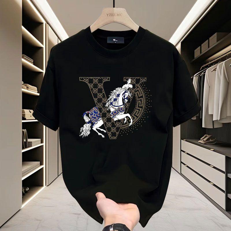 Men's Short Sleeve T-Shirt 2024 Summer New Trendy Casual Loose Fit Ins Style Versatile Men's Round Neck Tee Shirt Footwear 1