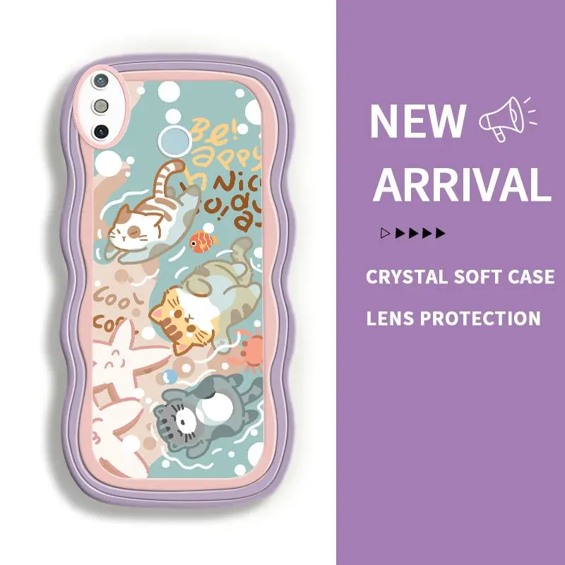 Casing Hp Untuk Casing Tecno Spark Go 2020 Spark 4 Spark 5 Pro Spark 6 Go Spark 8C Spark 10 4G 10C Go 2022 2023 Camon 12 Camon 15 Air 16 S Pop 7 Pro Pova 5 Pova Neo 2 Bumper Silikon Lembut Kucing Berenang Lucu Casing Pro Ponsel Silicone
