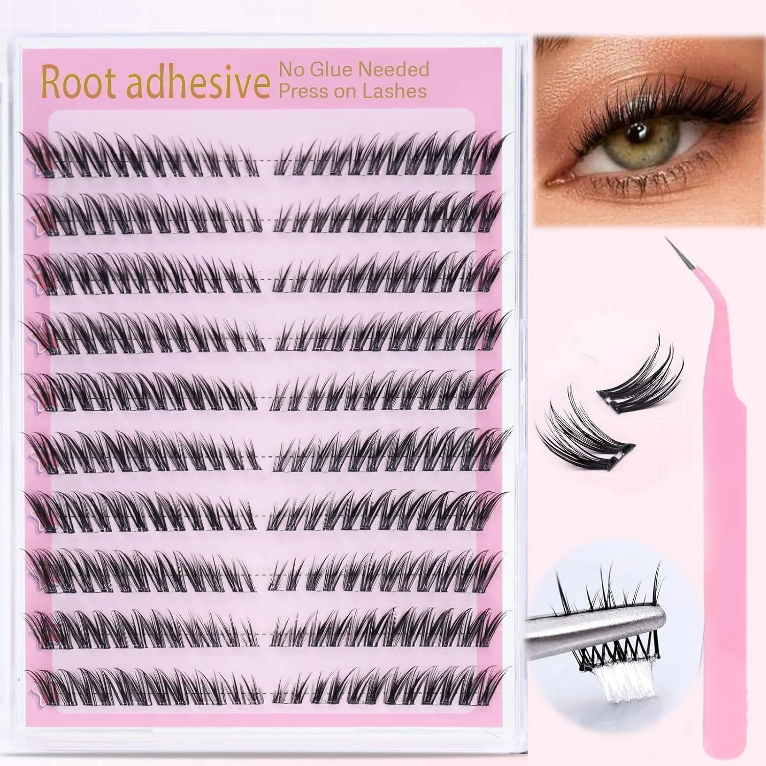 Self Adhesive Eyelashes, 120 Clusters Natural Look Eyelash Extensions, Eye Makeup Product for Women & Girls, Cosmetic