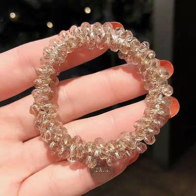 Product Introduction of Korean Simple Temperamental Bracelet Dual-Use Instafamousrubber Band Sweet Headwear Vintage Pearl Head Rope Hair-Binding Crystal Hair Tie 12