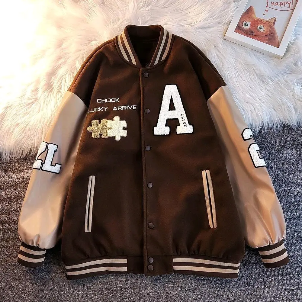 PUJLE ACHOOK JAKET wanita tebal ACHOOK baseball PARSITY OPERSIZE