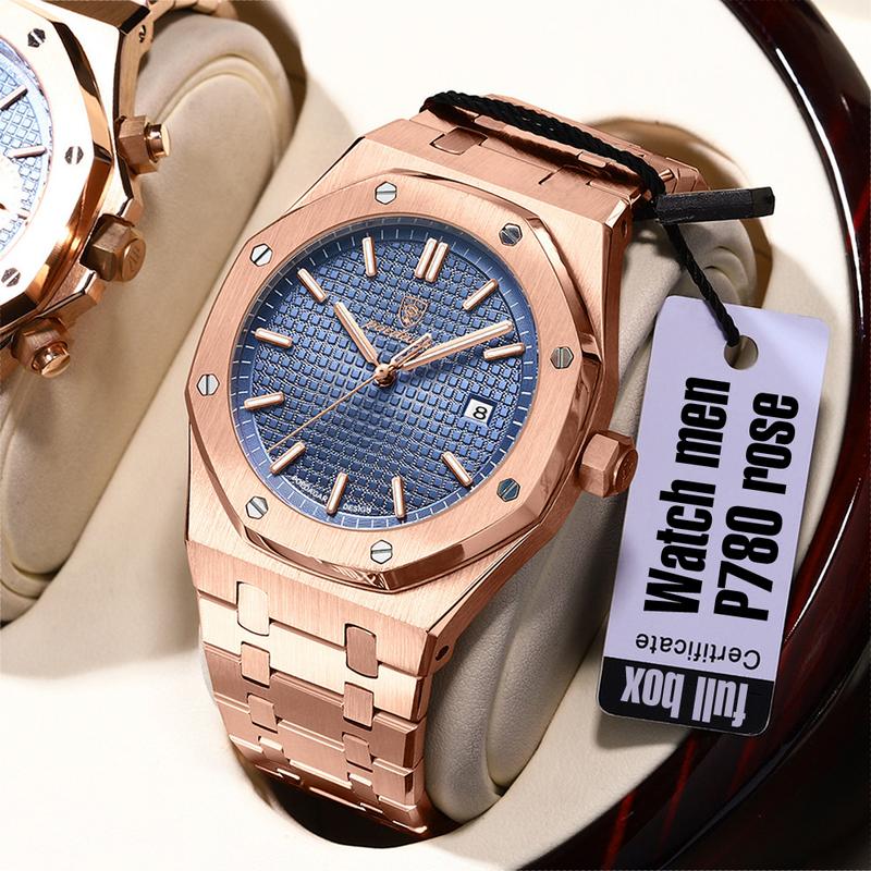 (Full box) Đồng hồ nam sang trọng dây thép không gỉ có lịch ngày tự động máy quartz chống nước sinh hoạt 3ATM kim dạ quang ban đêm bảo hành 24 tháng - Đồng hồ đeo tay nam watch men