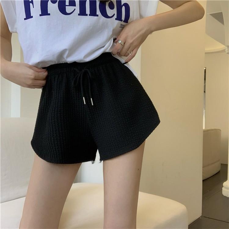 Product Introduction of Women's shorts, waffle style new summer high waisted plus size shorts, internet famous fitness shorts, loose casual pants 26