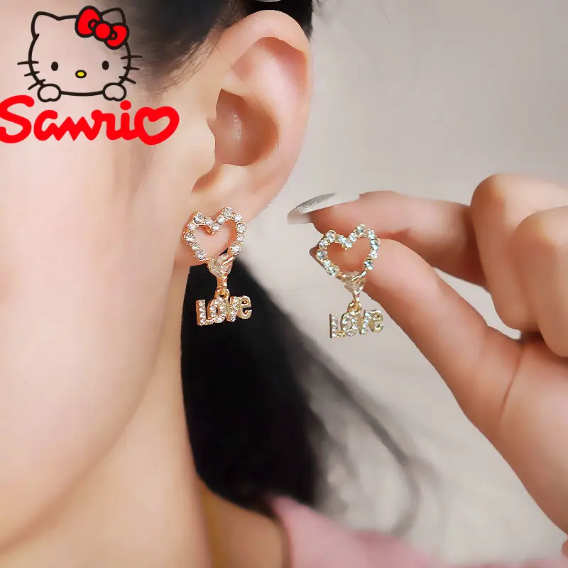 Silver Needle Super Shiny Rhinestone Tassel Earrings for Women, Fashionable Simple Micro-inlaid Zircon, Fresh and Elegant Heart-shaped Girl Stud Earrings