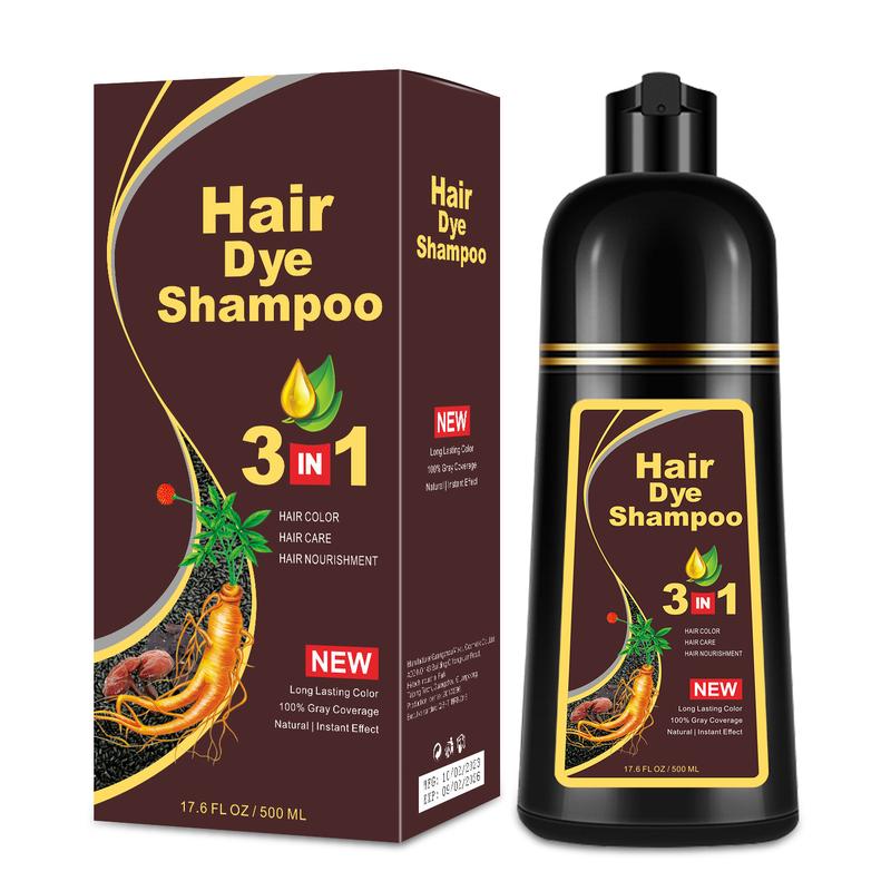 3 in 1 Black Hair Dye Shampoo - Can cover gray hairs,Herbal Ingredients Natural Hair Colour Shampoo,Contains Ginseng Extract,Natural Haircoloring,Phytocare,salon Haircare deep  conditioner Naturalblack 2
