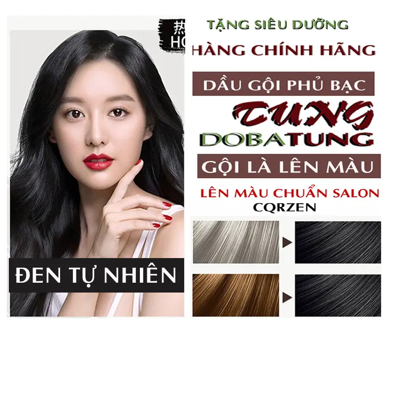 DẦU GỘI NHUỘM [ĐEN TỰ NHIÊN],  LÊN MÀU CHUẨN SALON, HỘP 10 GÓI 30ml Women Nữ Nhuộm Tóc Đổi Màu Tóc nhuốc  nhuộm nhuốc  nhuộm daugoiphub  acthaoduoc