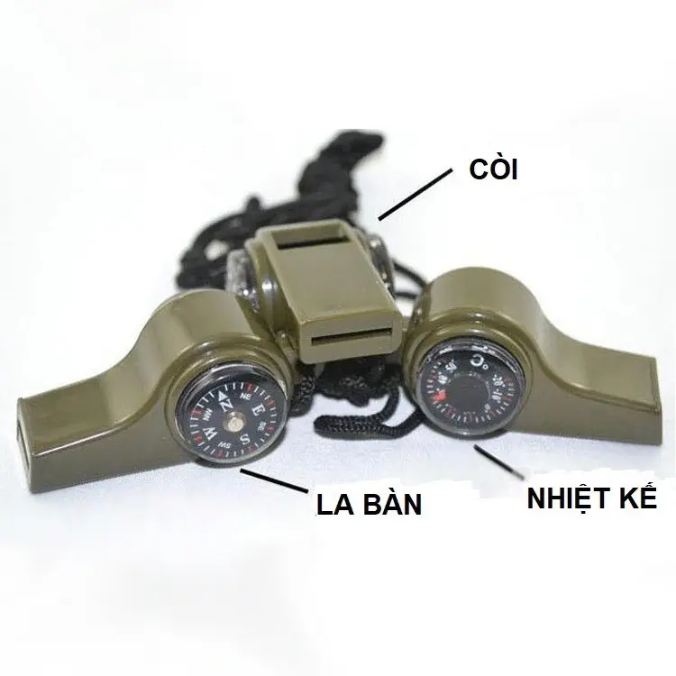 Còi dã ngoại kèm la bàn và nhiệt kế siêu to