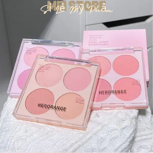Bảng Phấn Má Hồng 4 Màu HER0R@NGE Tone Cam/Hồng Đào, Cam Đất Nhẹ Nhàng Tự Nhiên - HR561