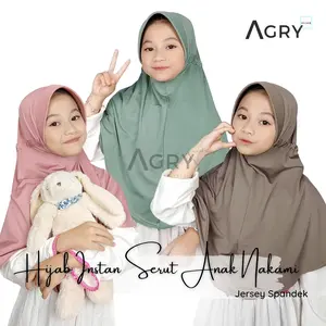 ᴀɢʀʏ Hijab Instan Serut Anak Jersey || Nakami Sekolah Simple Muslim Bergo Kerudung Nyaman