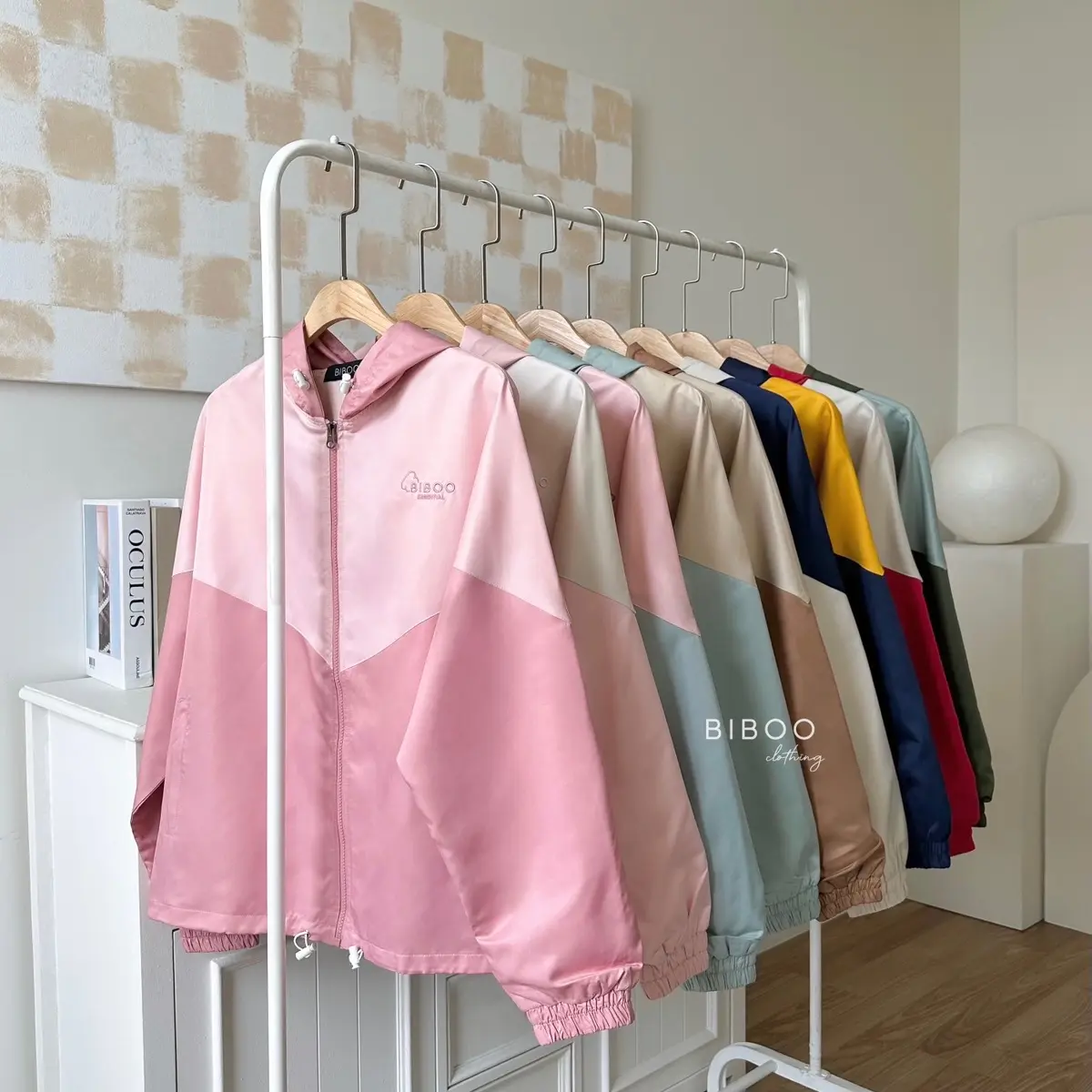 BIBOO - Áo khoác dù 2 COLOR DAILY JACKET phối 2 màu form rộng xinh xắn