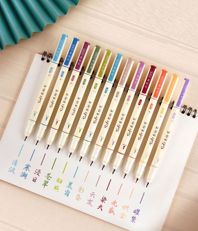  Set 3 hoặc 12 bút brush đầu mềm dùng viết Calligraphy Soft Brush dễ dùng cho người mới tập DS-827 color  pencil 