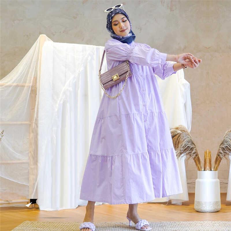 Product Introduction of 2024 New Women's Dress Cotton Splicing Women's Dress Muslim Women's Dress Solid Color Casual Loose Women's Long Dress 5